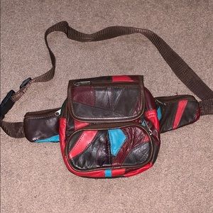 Vintage Faux Leather Fanny Pack Bag Patchwork